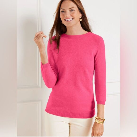 Talbots Sweaters - Talbots 100% Cashmere Crewneck 3/4 Sleeve Pink Sweater, XS